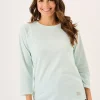 Quba & Co Aqua 3/4 Length Sleeve Wave Print T-Shirt - Walis New