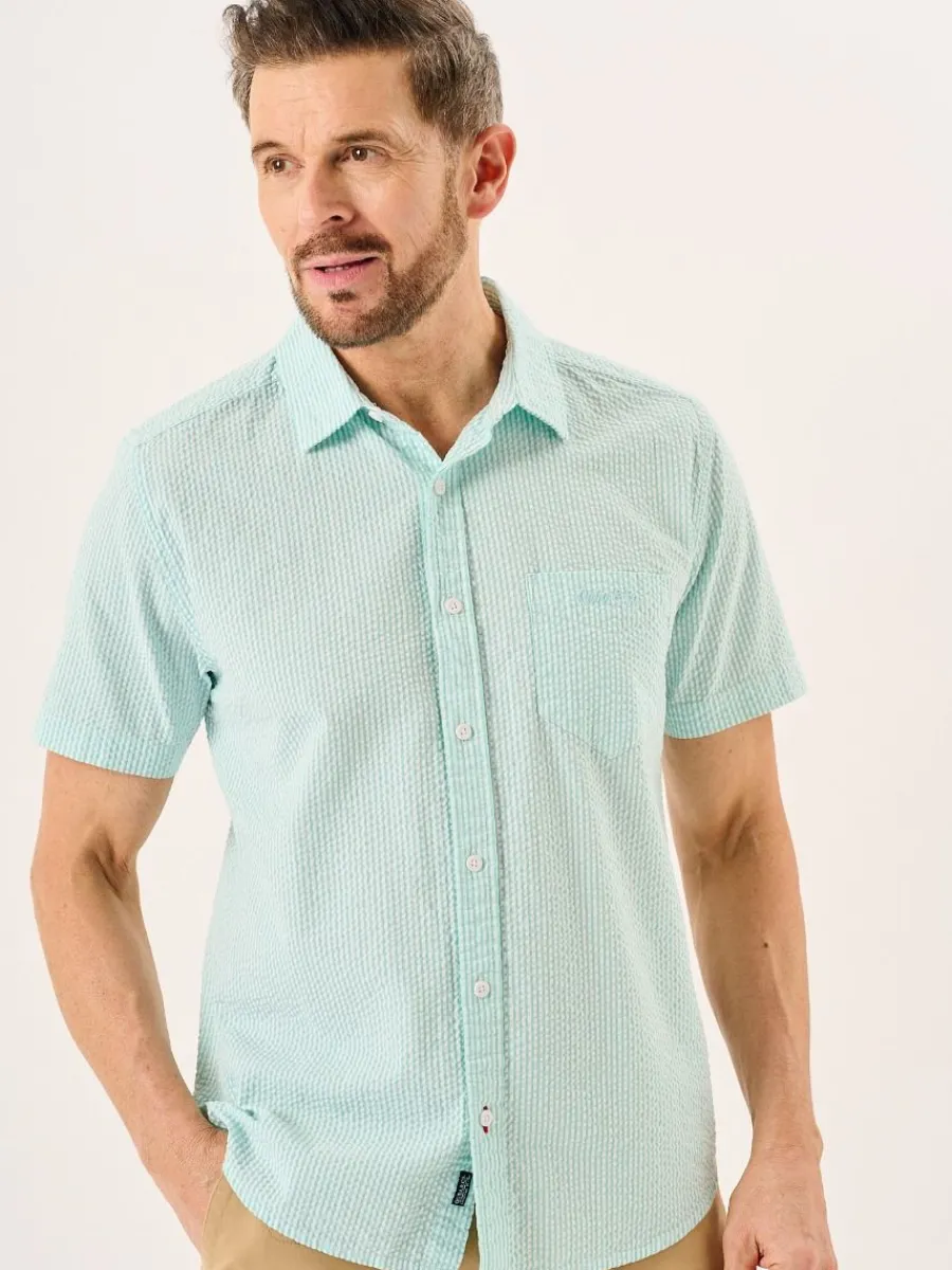 aqua_and_white_striped_se_0.webp Quba & Co Aqua And White Striped Seersucker Short Sleeve Shirt - Durst Online