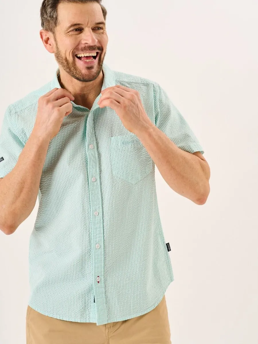 aqua_and_white_striped_se_2.webp Quba & Co Aqua And White Striped Seersucker Short Sleeve Shirt - Durst Online