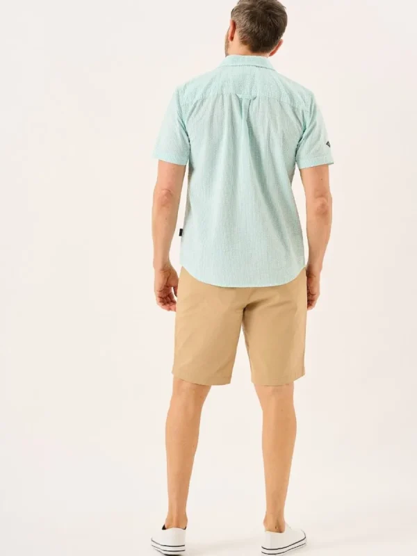 Quba & Co Aqua And White Striped Seersucker Short Sleeve Shirt - Durst Online