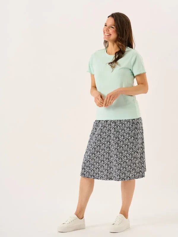 Quba & Co Aqua Short Sleeve Dobby Lace Trim T-Shirt - Nola Best