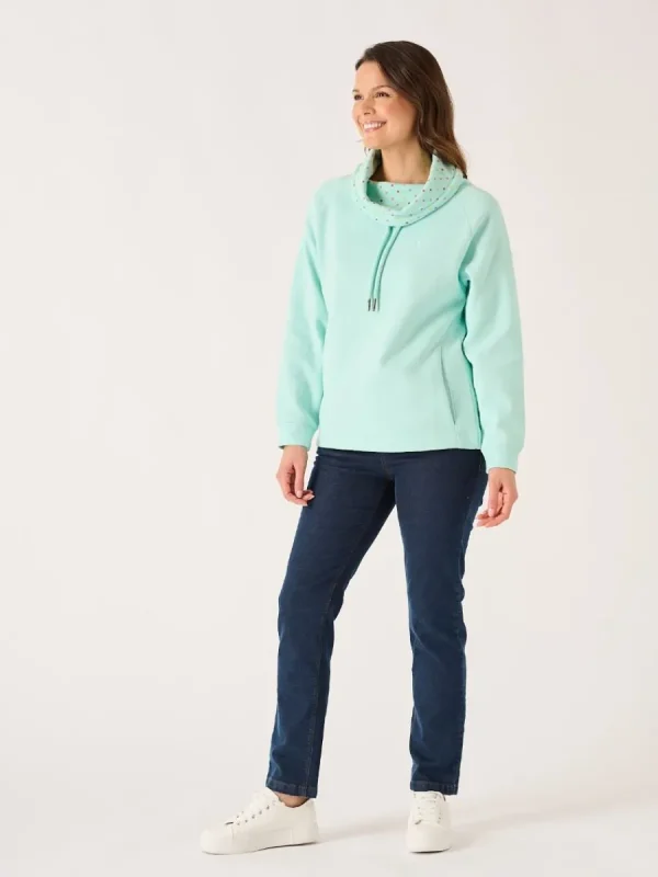 Quba & Co Aqua Wrap Cowl Neck Ladies Sweatshirt - Sutton New