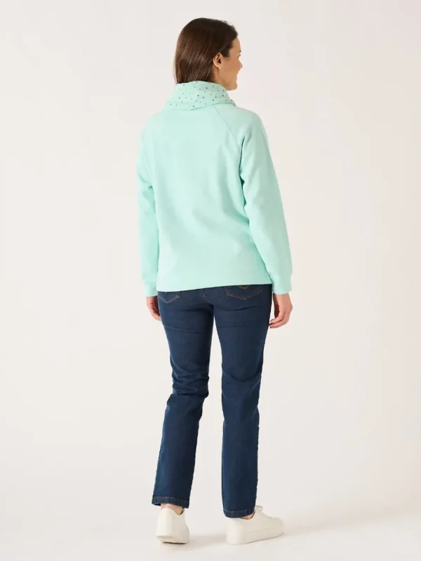 Quba & Co Aqua Wrap Cowl Neck Ladies Sweatshirt - Sutton New