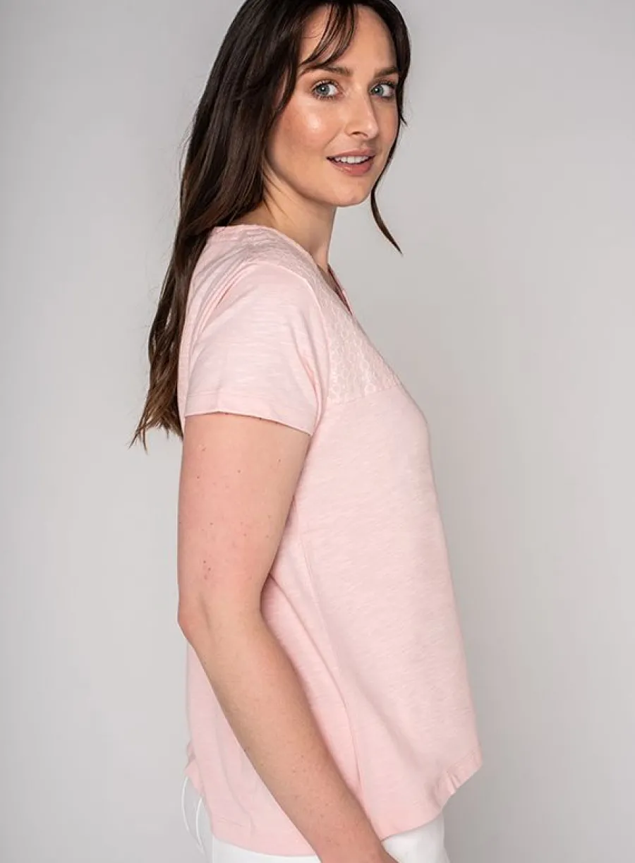 ariana_woven_tshirt__peon_3.webp Quba & Co Ariana Woven T-Shirt - Peony Pink Clearance