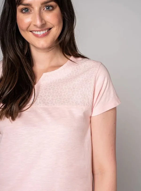 Quba & Co Ariana Woven T-Shirt - Peony Pink Clearance