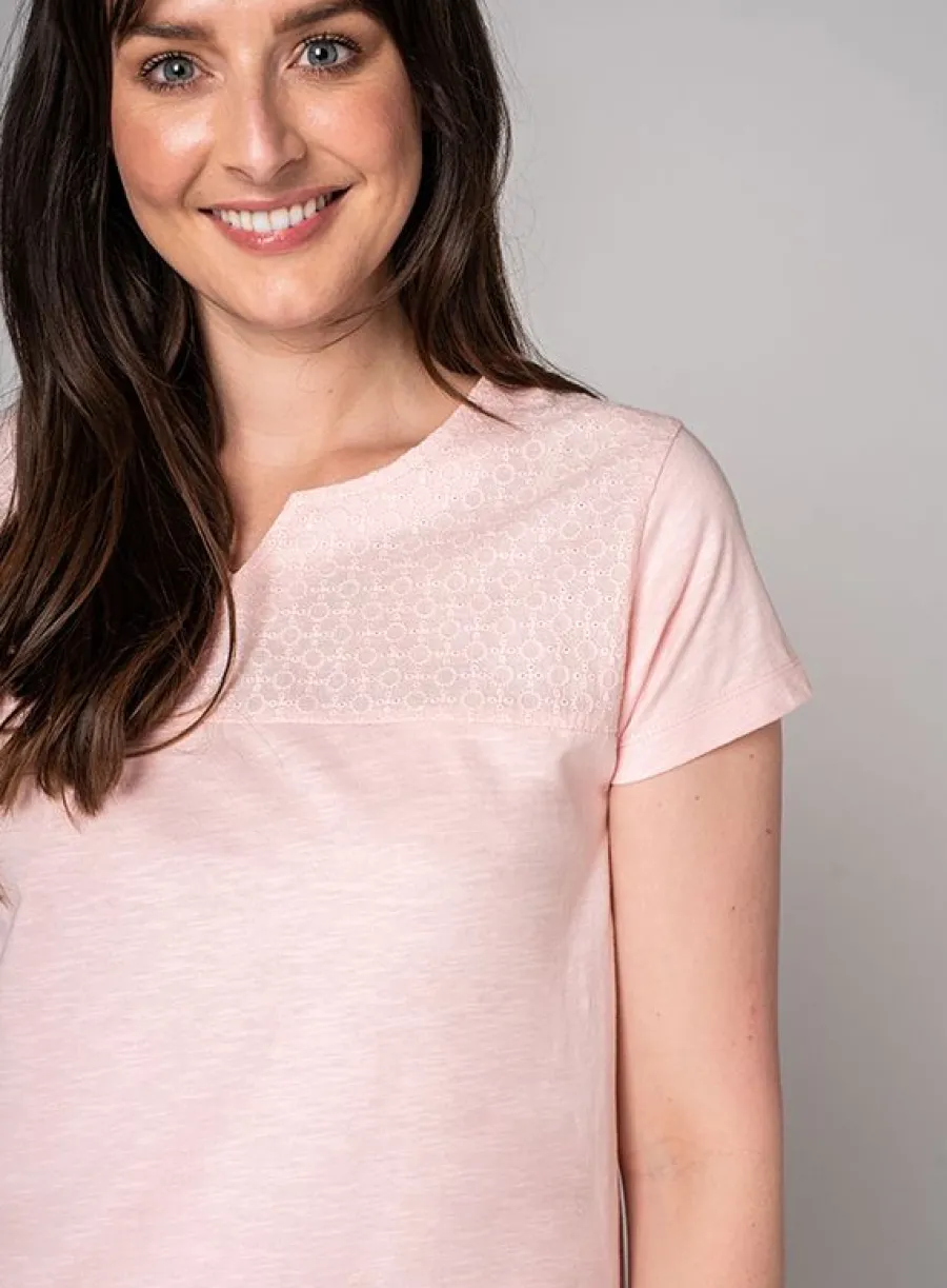 ariana_woven_tshirt__peon_4.webp Quba & Co Ariana Woven T-Shirt - Peony Pink Clearance