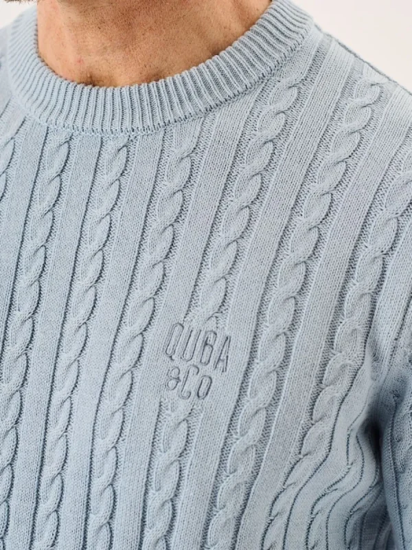 Quba & Co Ash Blue Cable Knit Lifestyle Jumper - Morston (XXL) New