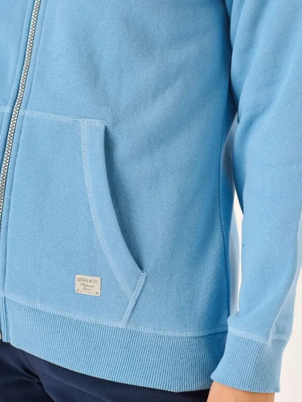 Quba & Co Ballard Zip Through Hoodie in Blue Clearance