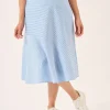Quba & Co Blue & White Striped Panelled Midi Skirt - Avaline Sale