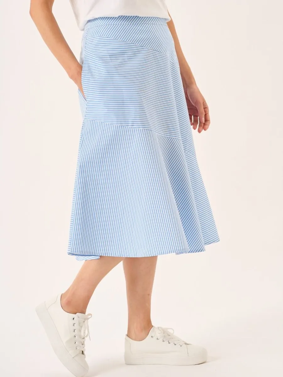 blue_amp_white_striped_pa_3.webp Quba & Co Blue & White Striped Panelled Midi Skirt - Avaline Sale
