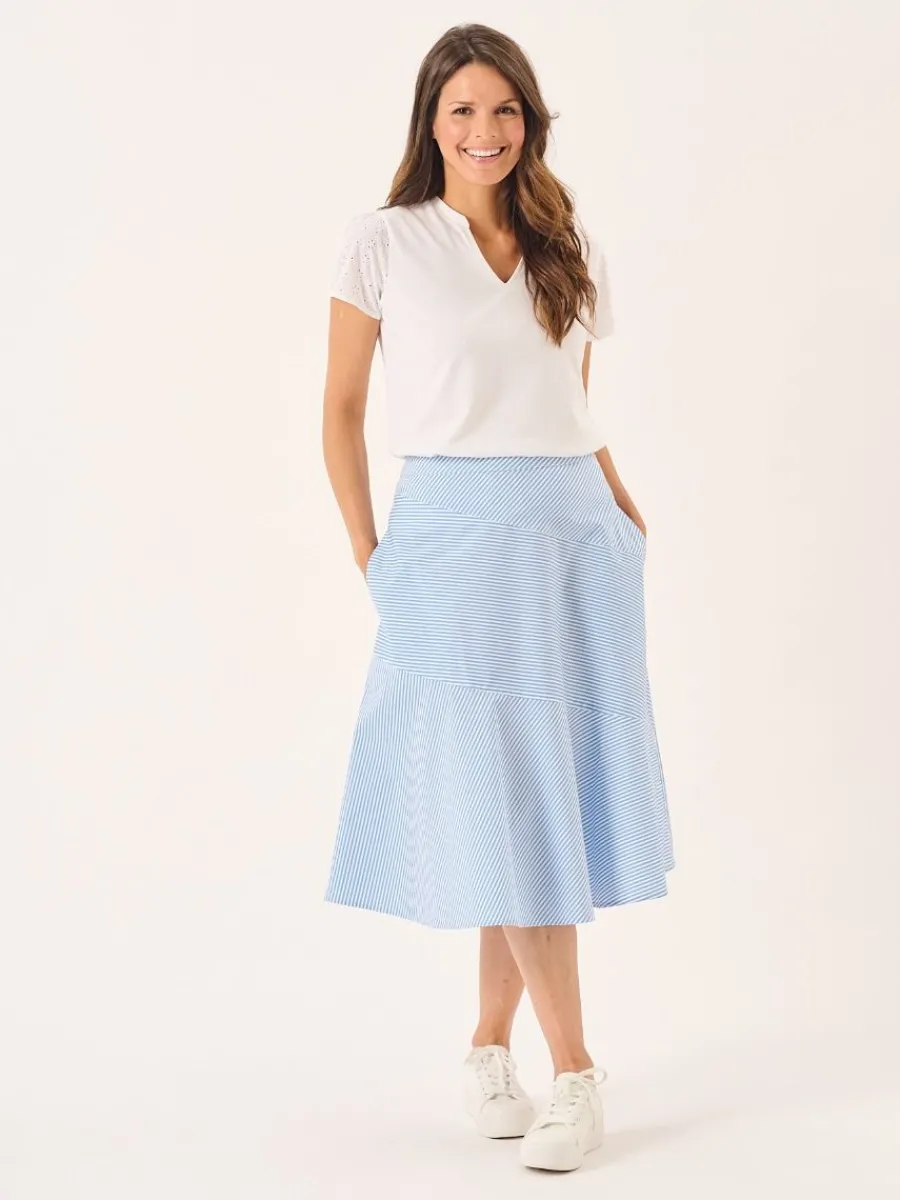 blue_amp_white_striped_pa_4.webp Quba & Co Blue & White Striped Panelled Midi Skirt - Avaline Sale