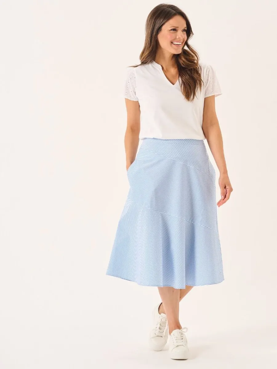 blue_amp_white_striped_pa_5.webp Quba & Co Blue & White Striped Panelled Midi Skirt - Avaline Sale