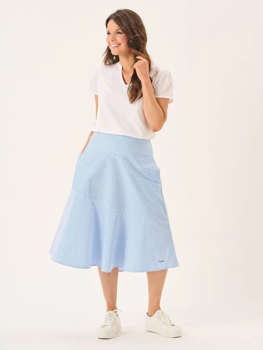 blue_amp_white_striped_pa_6.webp Quba & Co Blue & White Striped Panelled Midi Skirt - Avaline Sale