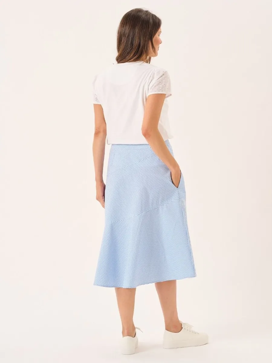 blue_amp_white_striped_pa_7.webp Quba & Co Blue & White Striped Panelled Midi Skirt - Avaline Sale