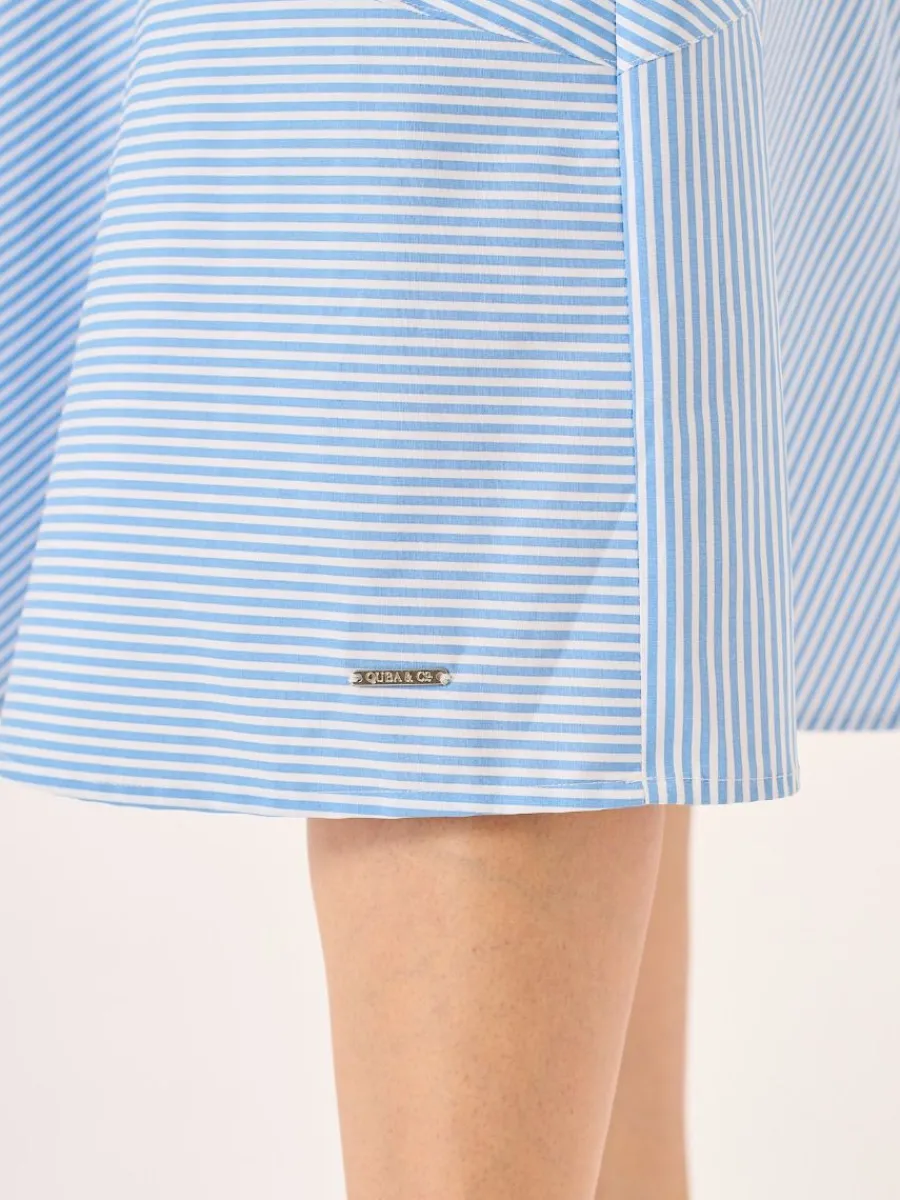 blue_amp_white_striped_pa_8.webp Quba & Co Blue & White Striped Panelled Midi Skirt - Avaline Sale