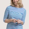Quba & Co Blue And White 3/4 Sleeve Yarn Dyed T-Shirt - Marni Fashion