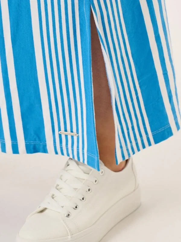 Quba & Co Blue And White Striped Jersey Maxi Skirt - Marlowe Clearance