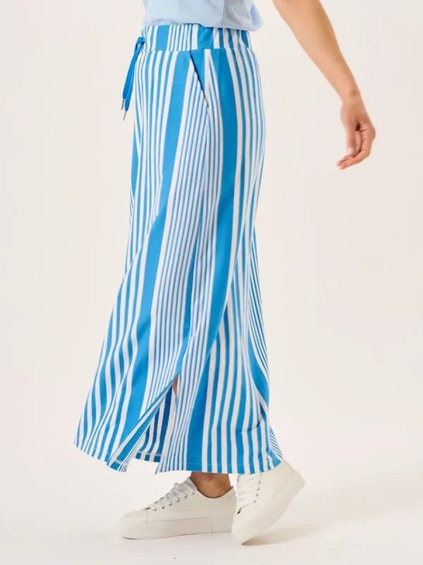 Quba & Co Blue And White Striped Jersey Maxi Skirt - Marlowe Clearance