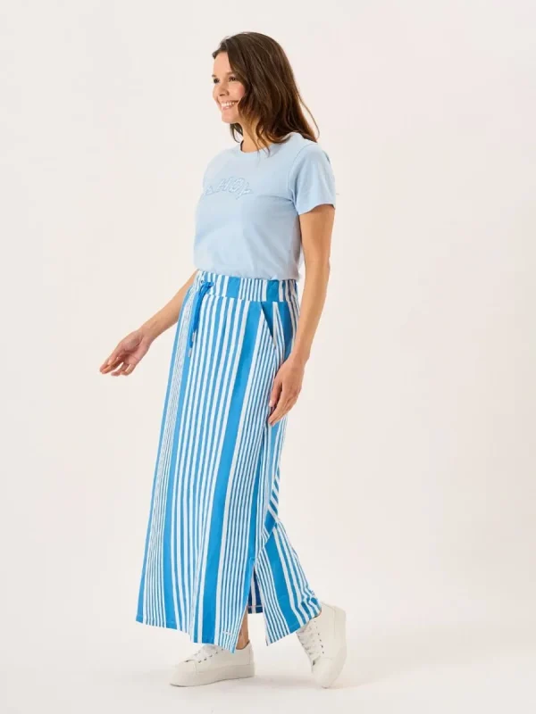 Quba & Co Blue And White Striped Jersey Maxi Skirt - Marlowe Clearance