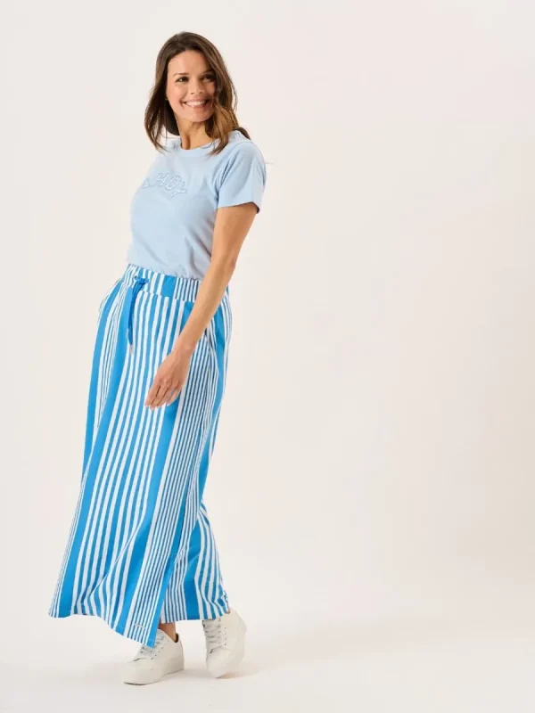 Quba & Co Blue And White Striped Jersey Maxi Skirt - Marlowe Clearance