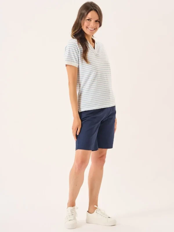 Quba & Co Blue And White Striped Ladies Polo Shirt - Petras Outlet