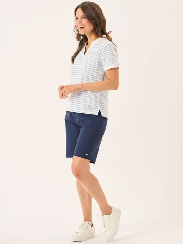 Quba & Co Blue And White Striped Ladies Polo Shirt - Petras Outlet