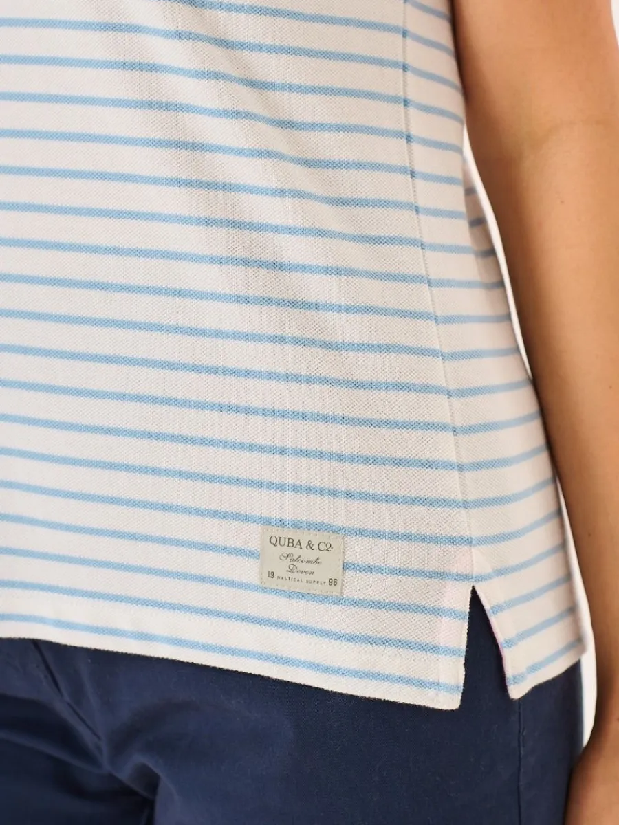 blue_and_white_striped_la_7.webp Quba & Co Blue And White Striped Ladies Polo Shirt - Petras Outlet