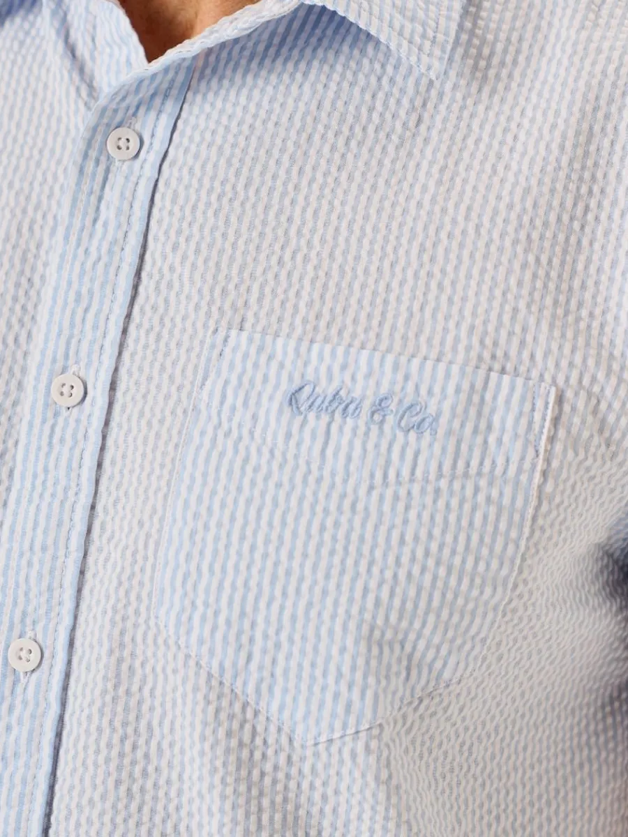 blue_and_white_striped_se_1.webp Quba & Co Blue And White Striped Seersucker Short Sleeve Shirt - Durst Best