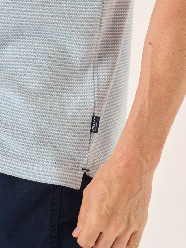 Quba & Co Blue And White Textured Design Polo Shirt - Hawke Online