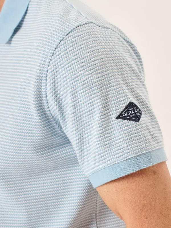 Quba & Co Blue And White Textured Design Polo Shirt - Hawke Online