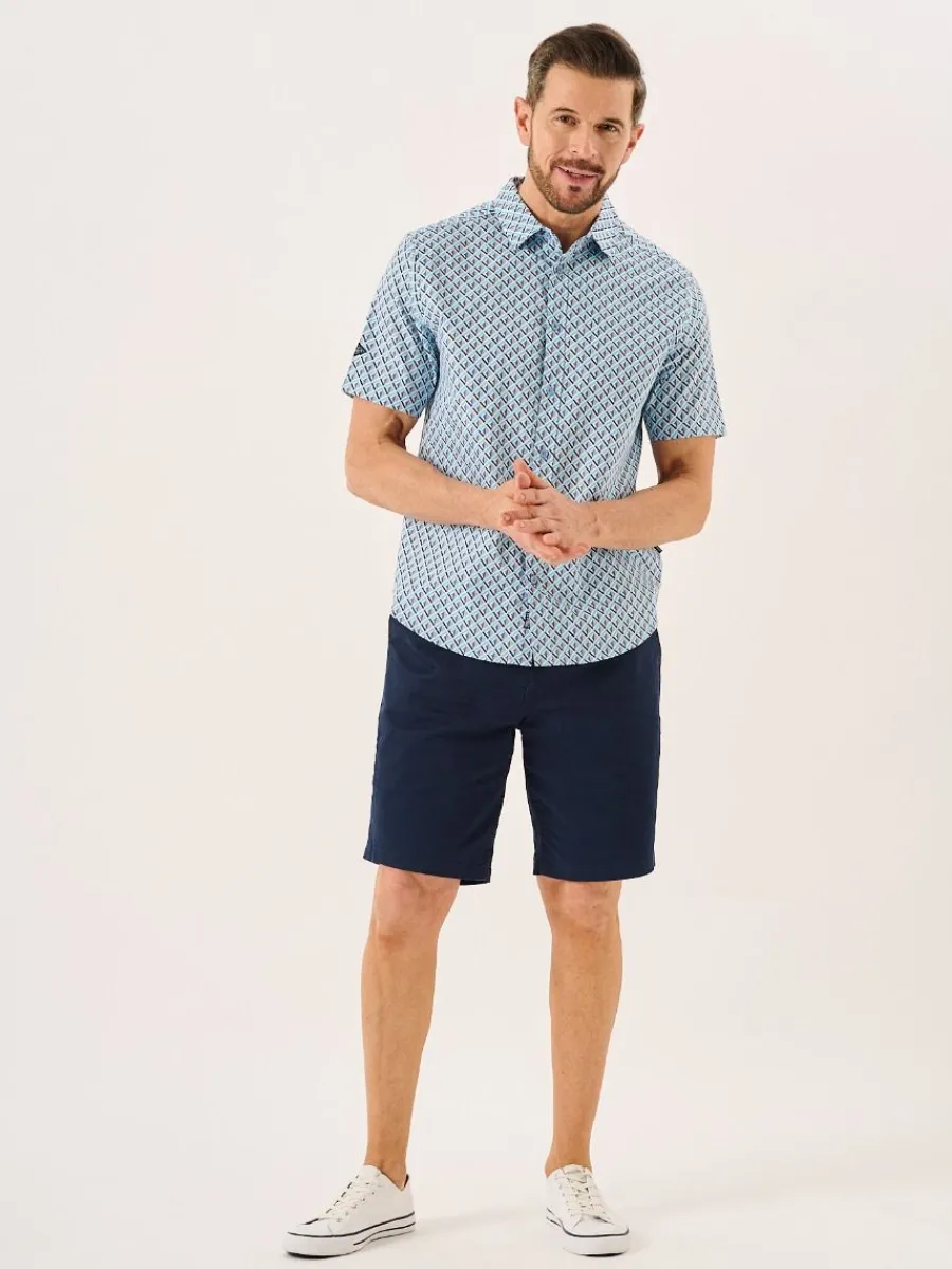 blue_geometric_print_shor_5.webp Quba & Co Blue Geometric Print Short Sleeve Oxford Shirt - Tilbury Outlet
