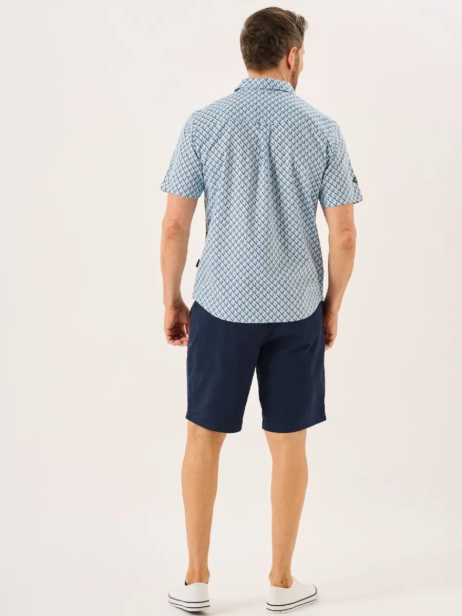 blue_geometric_print_shor_8.webp Quba & Co Blue Geometric Print Short Sleeve Oxford Shirt - Tilbury Outlet
