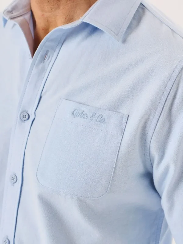 Quba & Co Blue Long Sleeve Oxford Shirt - Orson Fashion