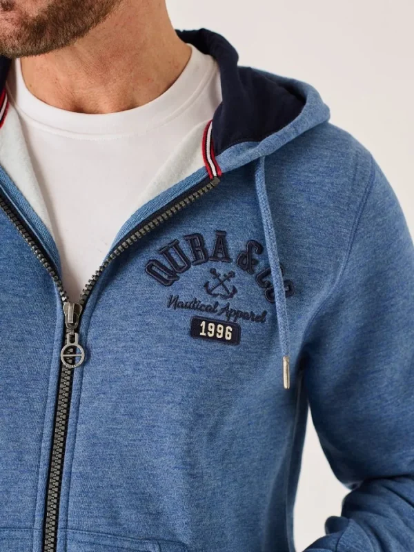 Quba & Co Blue Marl Zip Through Quba And Co Hoodie - Yardley Outlet