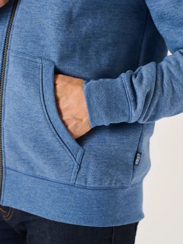 Quba & Co Blue Marl Zip Through Quba And Co Hoodie - Yardley Outlet