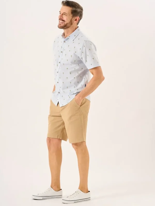 Quba & Co Blue Palm Tree Print Short Sleeve Shirt - Palermo Sale