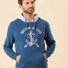 Quba & Co Blue Quba and Co Nautical Logo Overhead Hoodie - Nidau Online