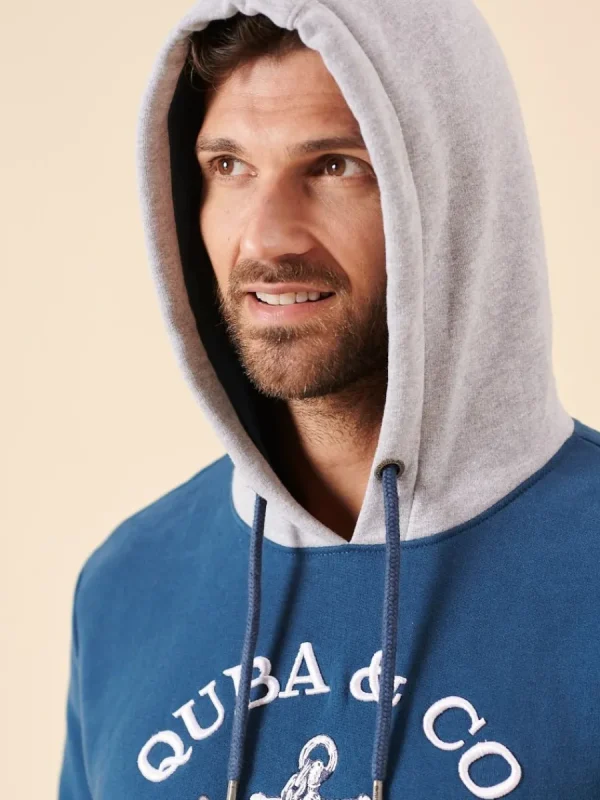 Quba & Co Blue Quba and Co Nautical Logo Overhead Hoodie - Nidau Online