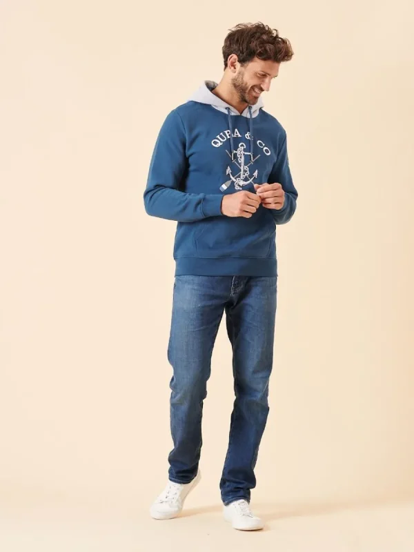 Quba & Co Blue Quba and Co Nautical Logo Overhead Hoodie - Nidau Online