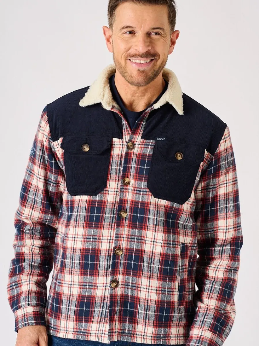 borg_lined_shacket_navy_r_0.webp Quba & Co Borg Lined Shacket Navy Red and White Lifestyle - Struthers Discount