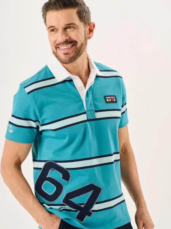 Quba & Co Bright Teal Quba Sails X-Series Short Sleeved Rugby Shirt - Walton Clearance