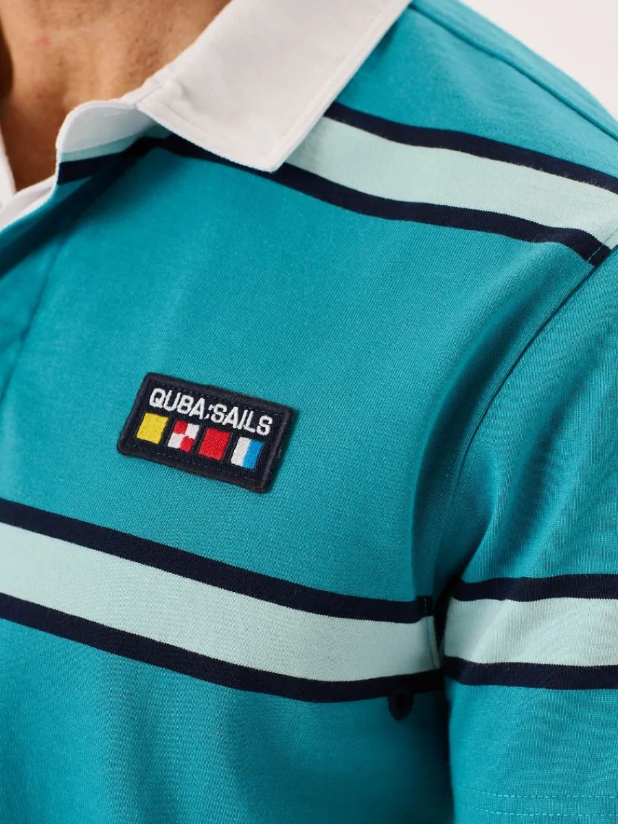 bright_teal_quba_sails_xs_1.webp Quba & Co Bright Teal Quba Sails X-Series Short Sleeved Rugby Shirt - Walton Clearance