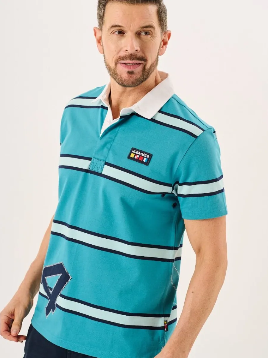 bright_teal_quba_sails_xs_2.webp Quba & Co Bright Teal Quba Sails X-Series Short Sleeved Rugby Shirt - Walton Clearance
