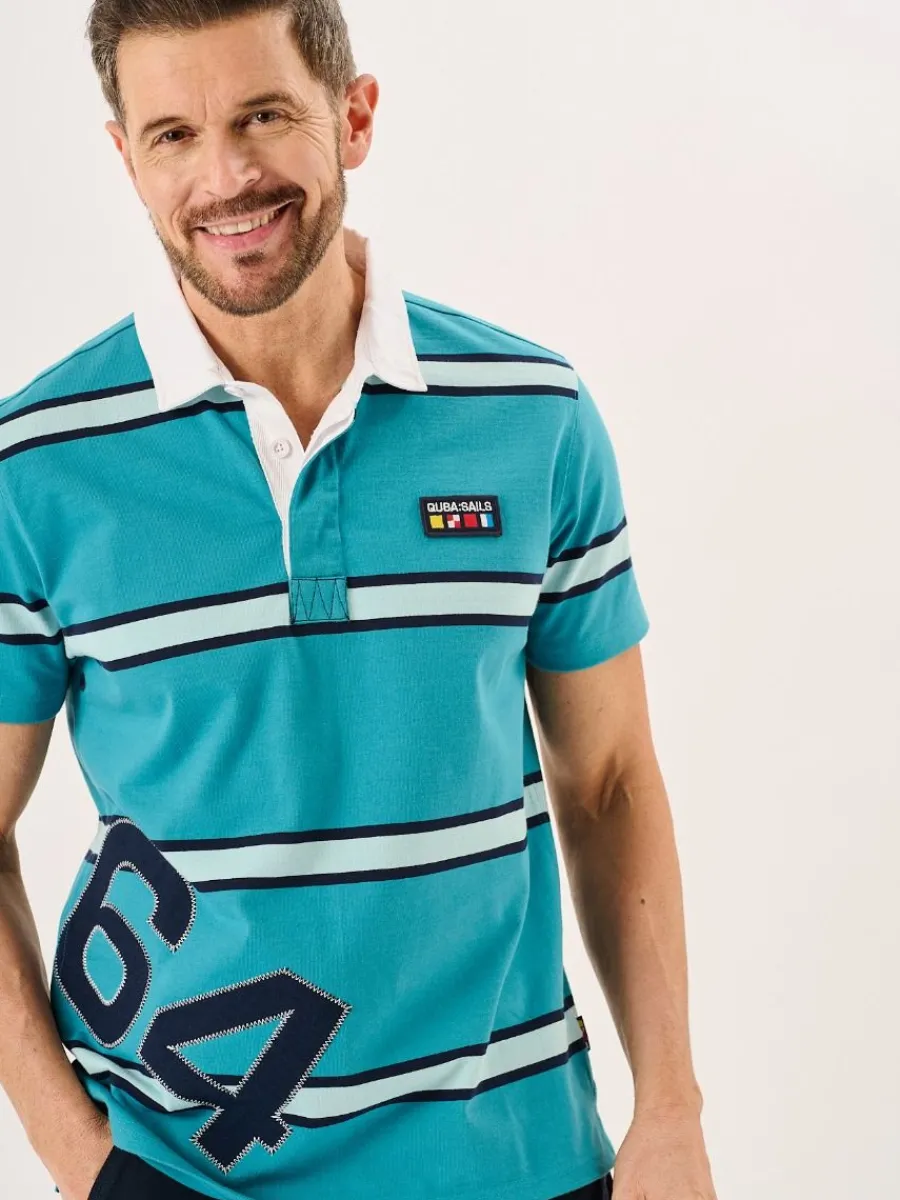 bright_teal_quba_sails_xs_3.webp Quba & Co Bright Teal Quba Sails X-Series Short Sleeved Rugby Shirt - Walton Clearance
