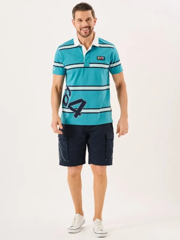 Quba & Co Bright Teal Quba Sails X-Series Short Sleeved Rugby Shirt - Walton Clearance