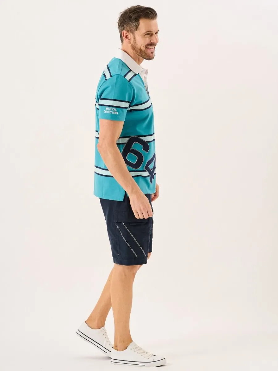 bright_teal_quba_sails_xs_7.webp Quba & Co Bright Teal Quba Sails X-Series Short Sleeved Rugby Shirt - Walton Clearance