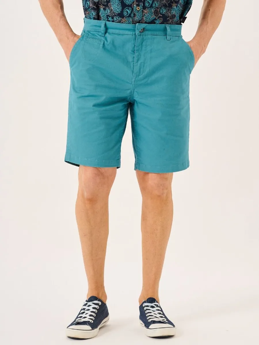 bright_teal_stretch_chino_0.webp Quba & Co Bright Teal Stretch Chino Shorts - Sandor Online