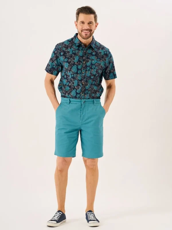 Quba & Co Bright Teal Stretch Chino Shorts - Sandor Online