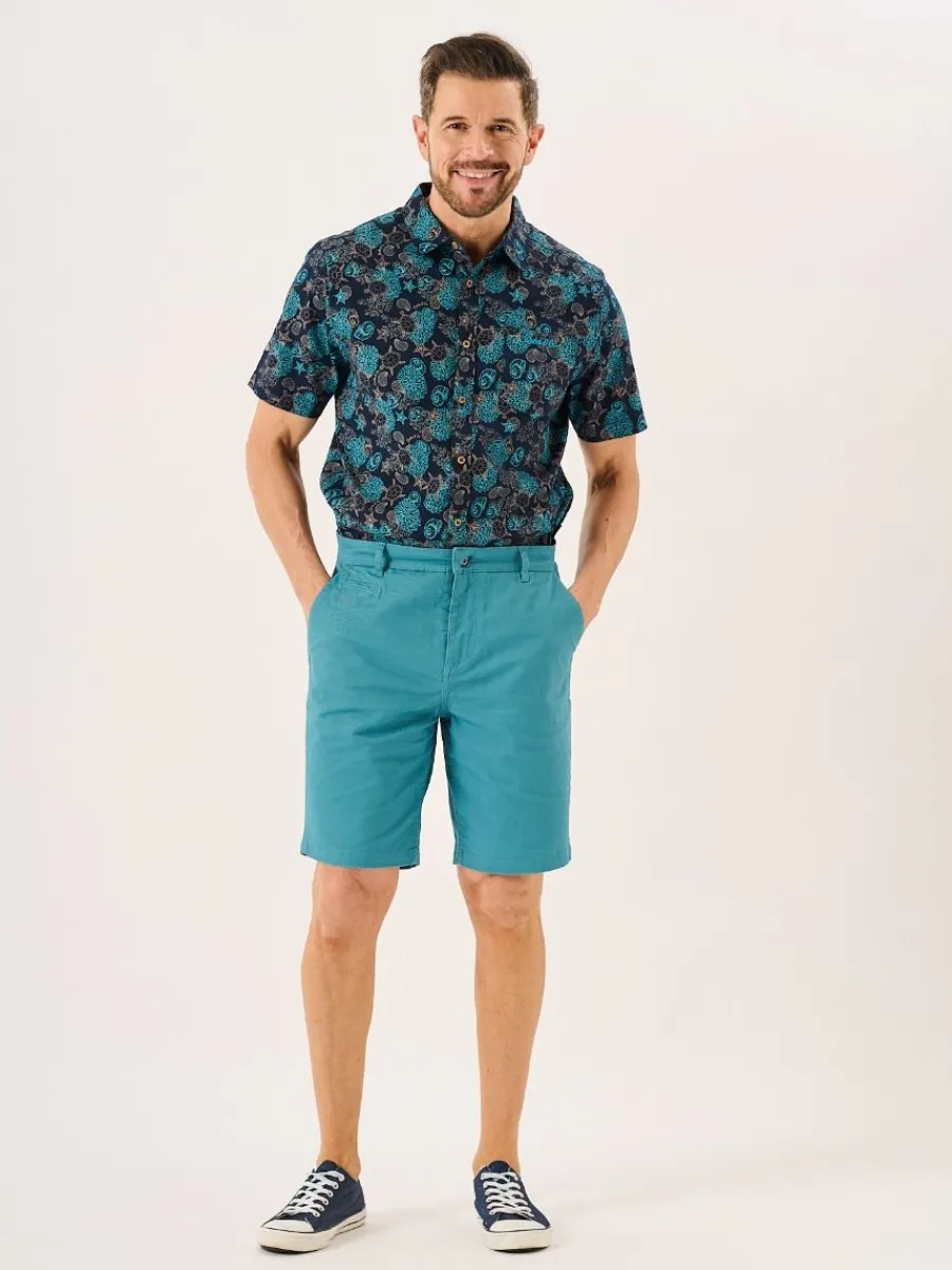 bright_teal_stretch_chino_4.webp Quba & Co Bright Teal Stretch Chino Shorts - Sandor Online