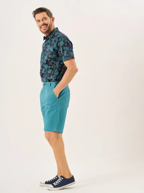 Quba & Co Bright Teal Stretch Chino Shorts - Sandor Online